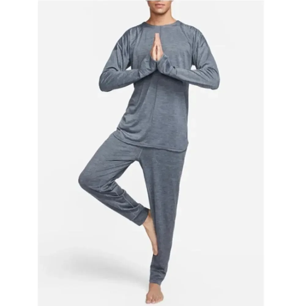 Nike Yoga Men's Cool Grey Heather Dri-FIT Crew Top Size L